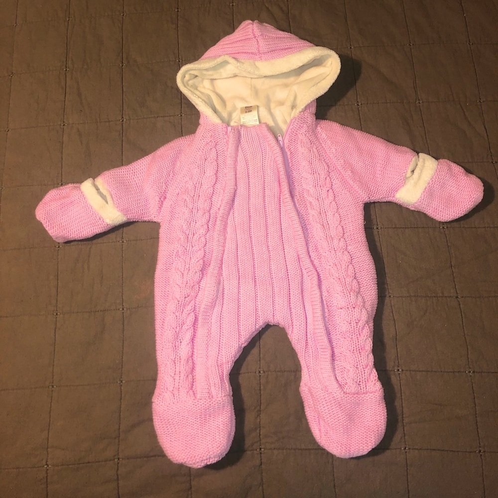 💋Faded Glory Pink Baby Knit Snowsuit💋